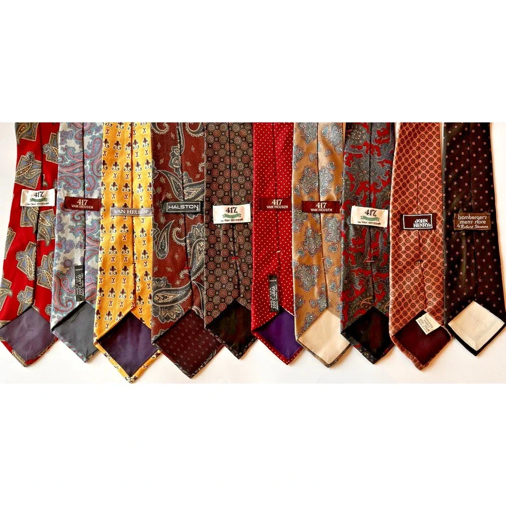 Vintage Men's SILK Ties Lot Of 20 - Classic Paisley Geometric Polka Dot Variety